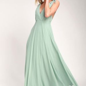 Lulu’s Sage Green Backless Maxi Dress